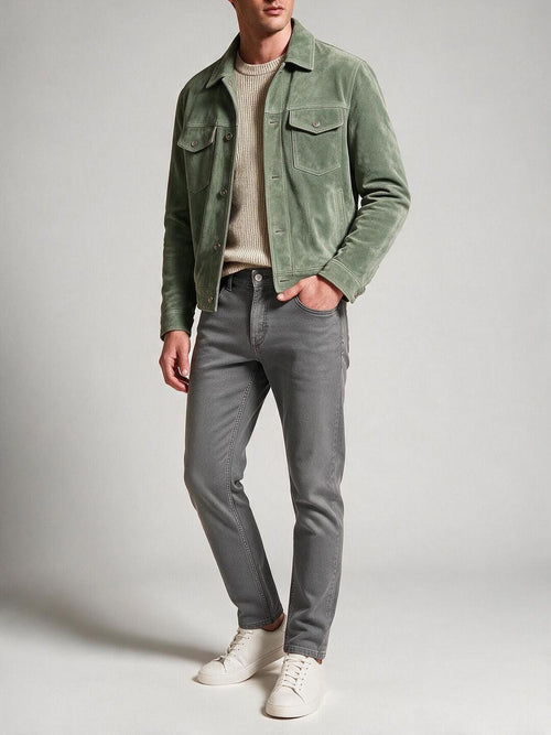 Dark Grey Solid Casual Denim Trousers