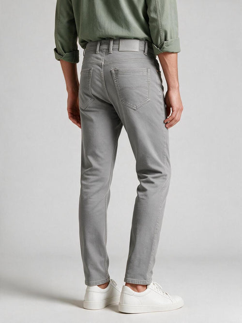 Steel Frost Solid Casual Denim Trousers