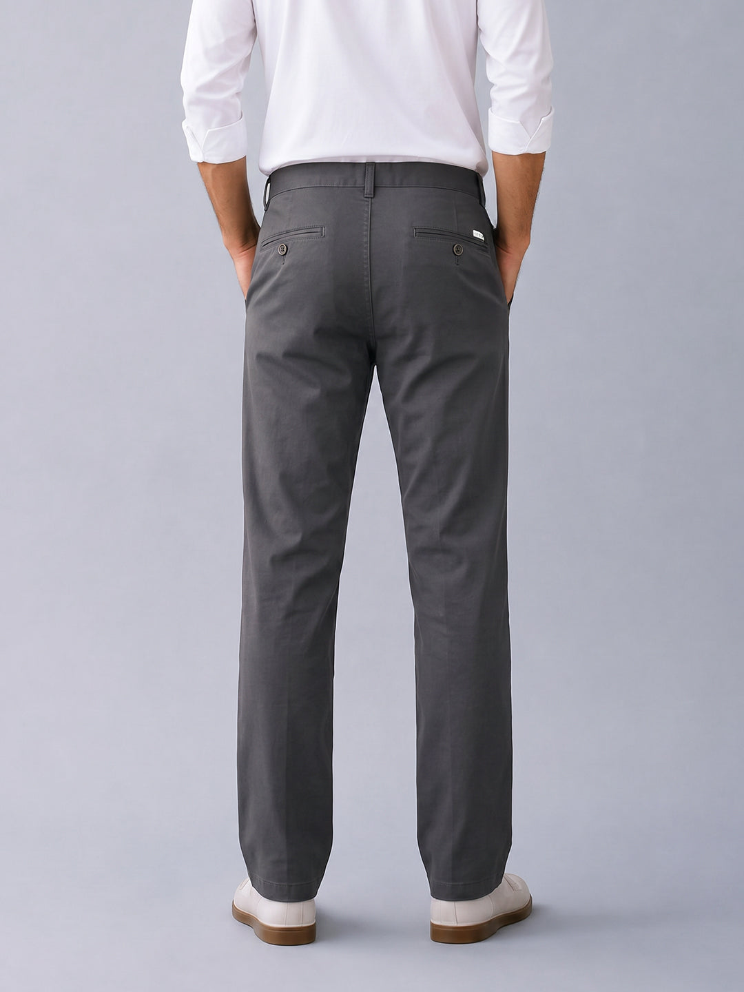 Dark Graphite Solid Casual Trousers