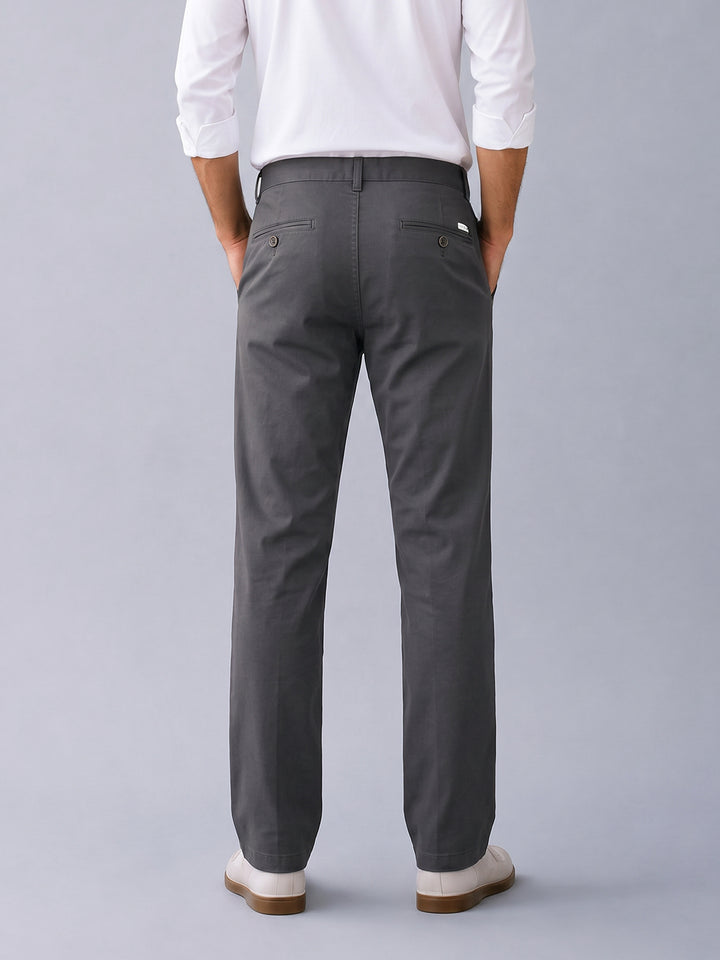 Dark Graphite Solid Casual Trousers