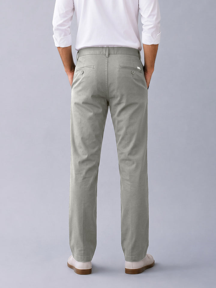 Dusty Grey Solid Casual Trousers