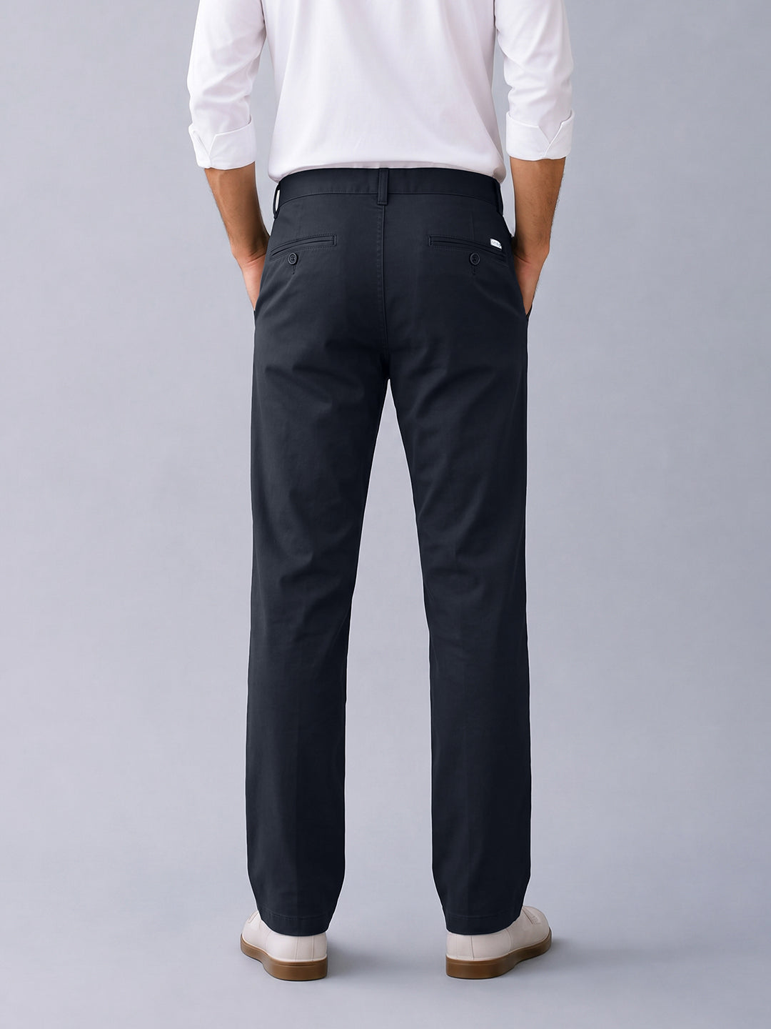 Navy Storm Solid Casual Trousers