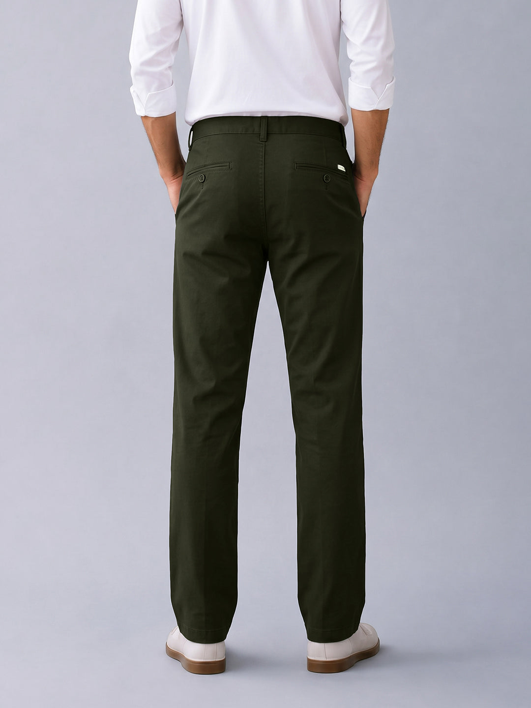 Rustic Olive Solid Casual Trousers