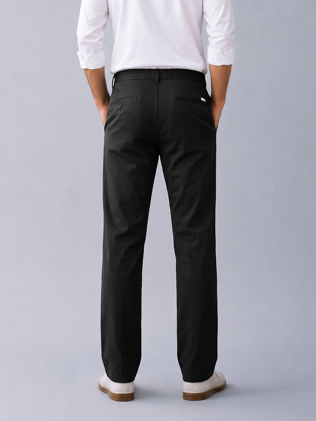 Iron Black Solid Casual Trousers