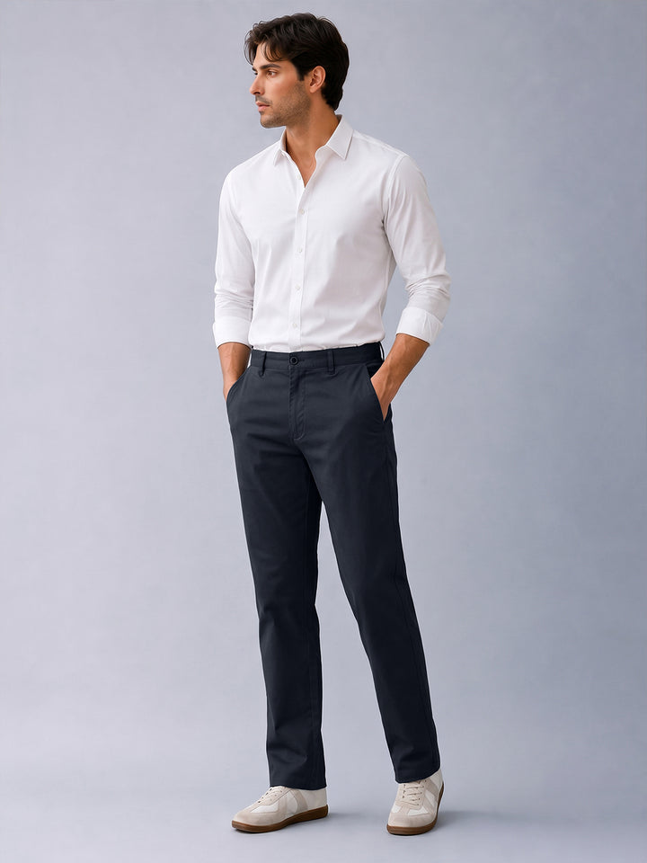 Navy Storm Solid Casual Trousers