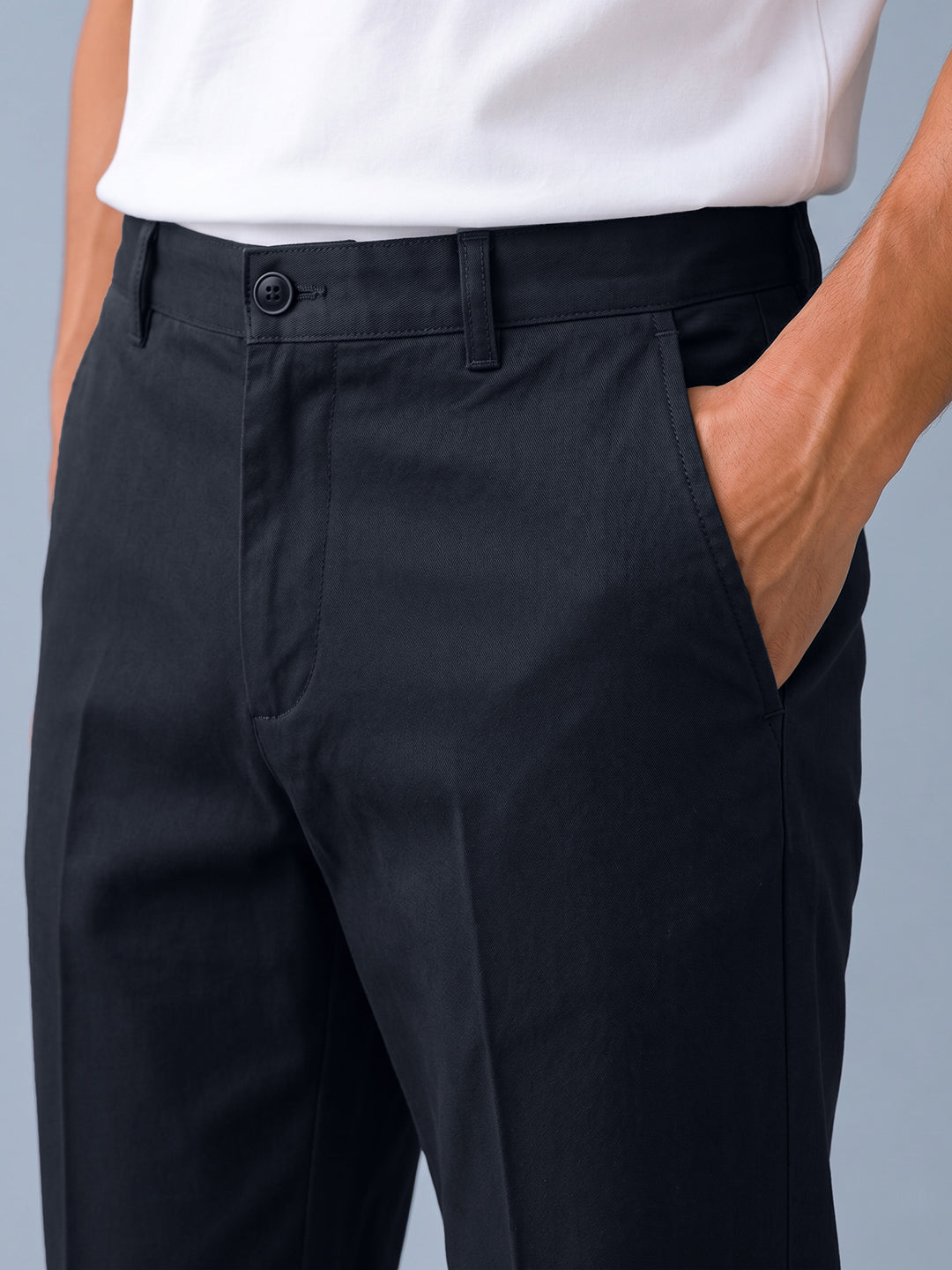 Navy Storm Solid Casual Trousers