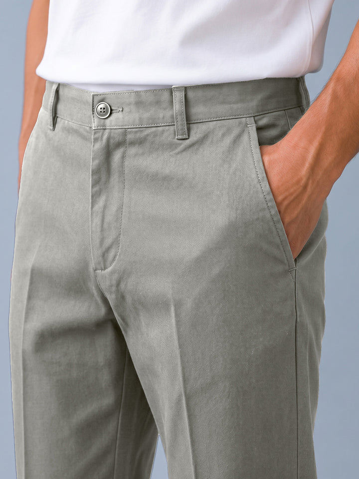 Dusty Grey Solid Casual Trousers
