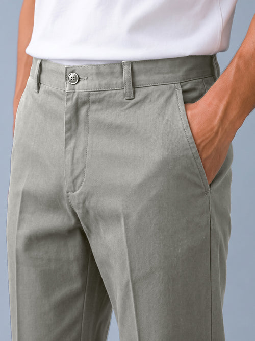 Dusty Grey Solid Casual Trousers