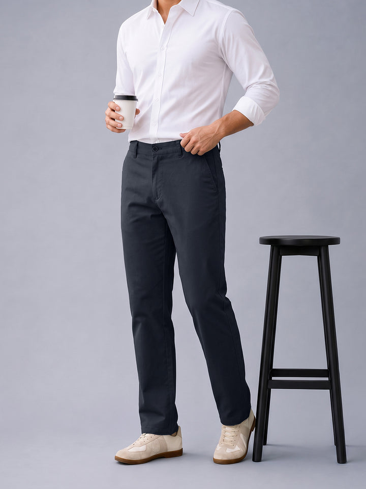 Navy Storm Solid Casual Trousers