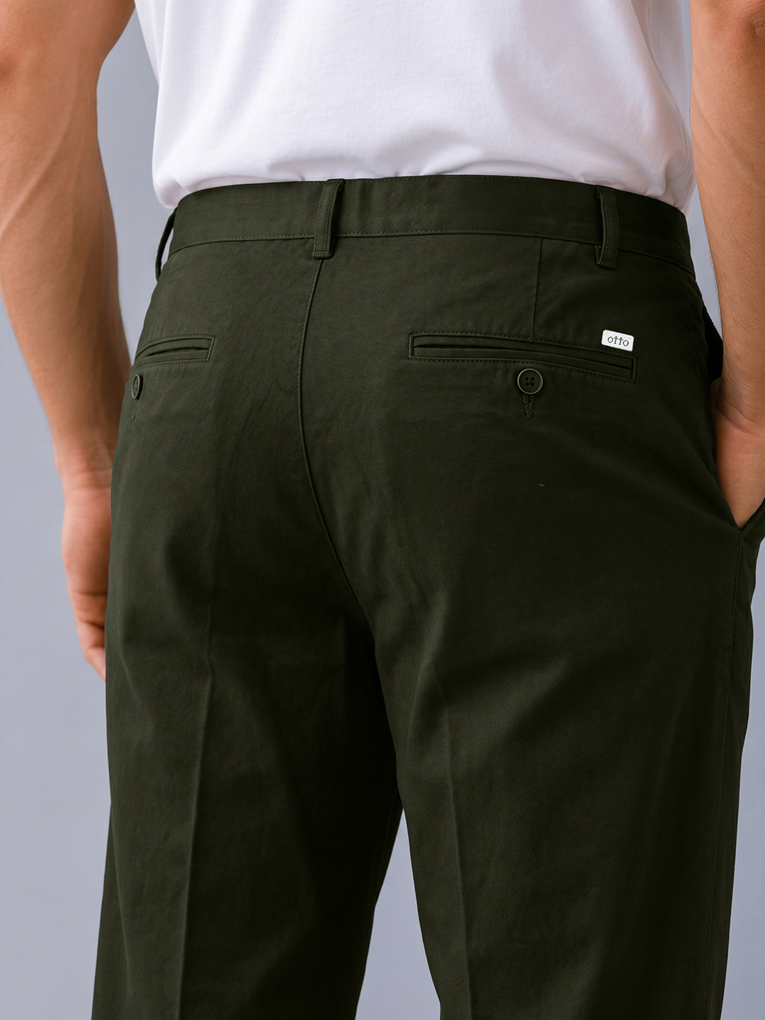 Rustic Olive Solid Casual Trousers