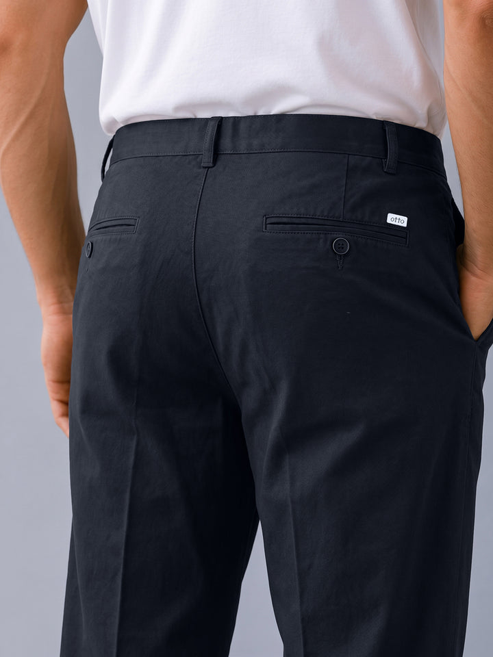 Navy Storm Solid Casual Trousers