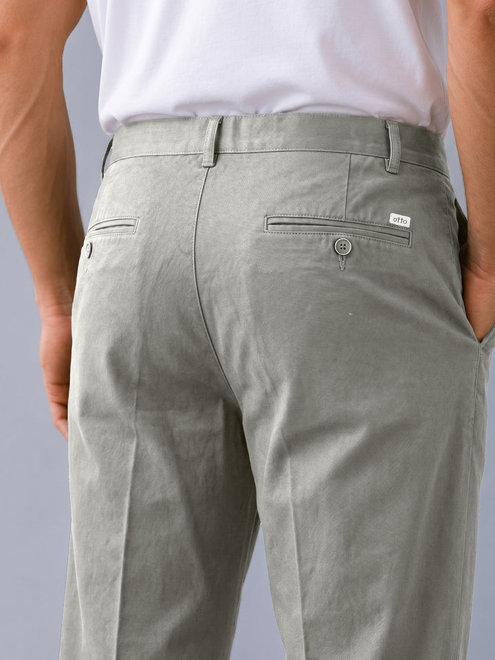 Dusty Grey Solid Casual Trousers