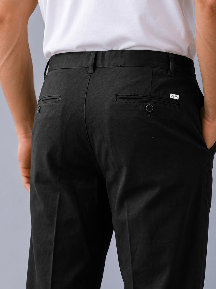 Iron Black Solid Casual Trousers