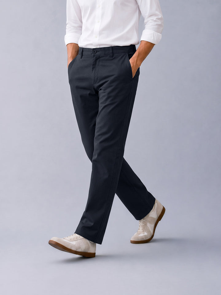 Navy Storm Solid Casual Trousers