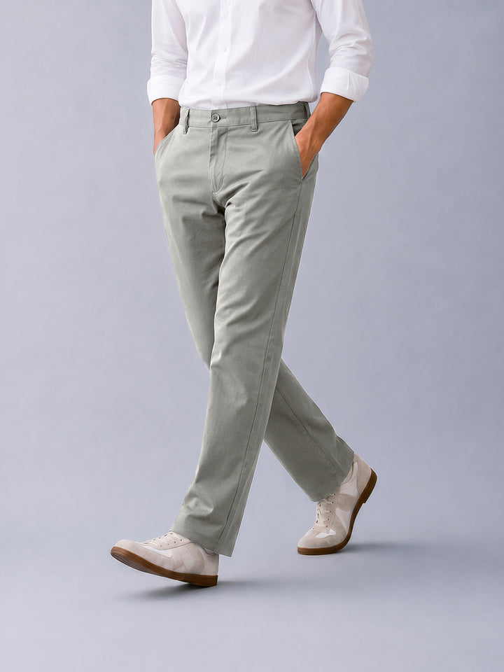 Dusty Grey Solid Casual Trousers