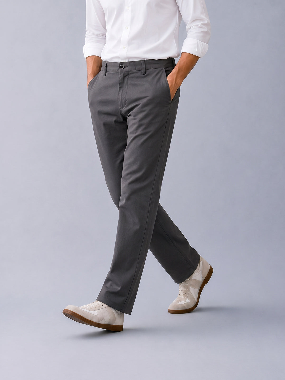 Dark Graphite Solid Casual Trousers