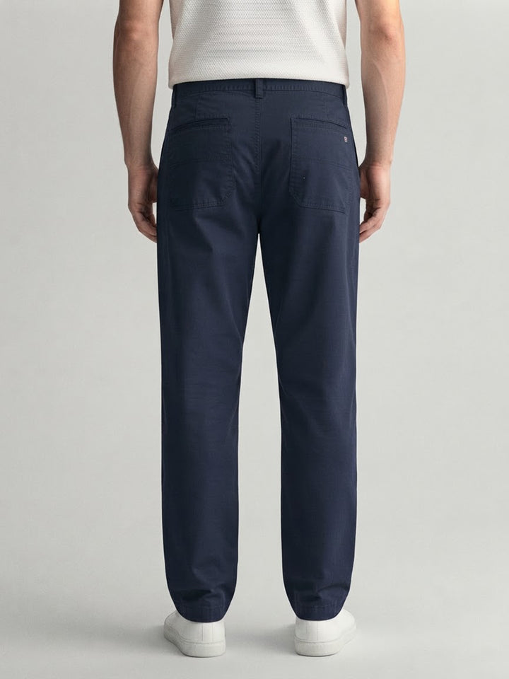 Navy Indigo Solid Casual Trousers