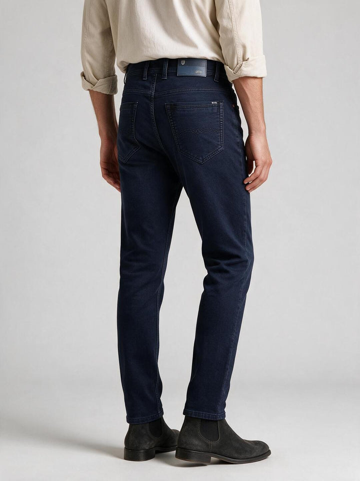 Noir Blue Solid Casual Denim Trousers
