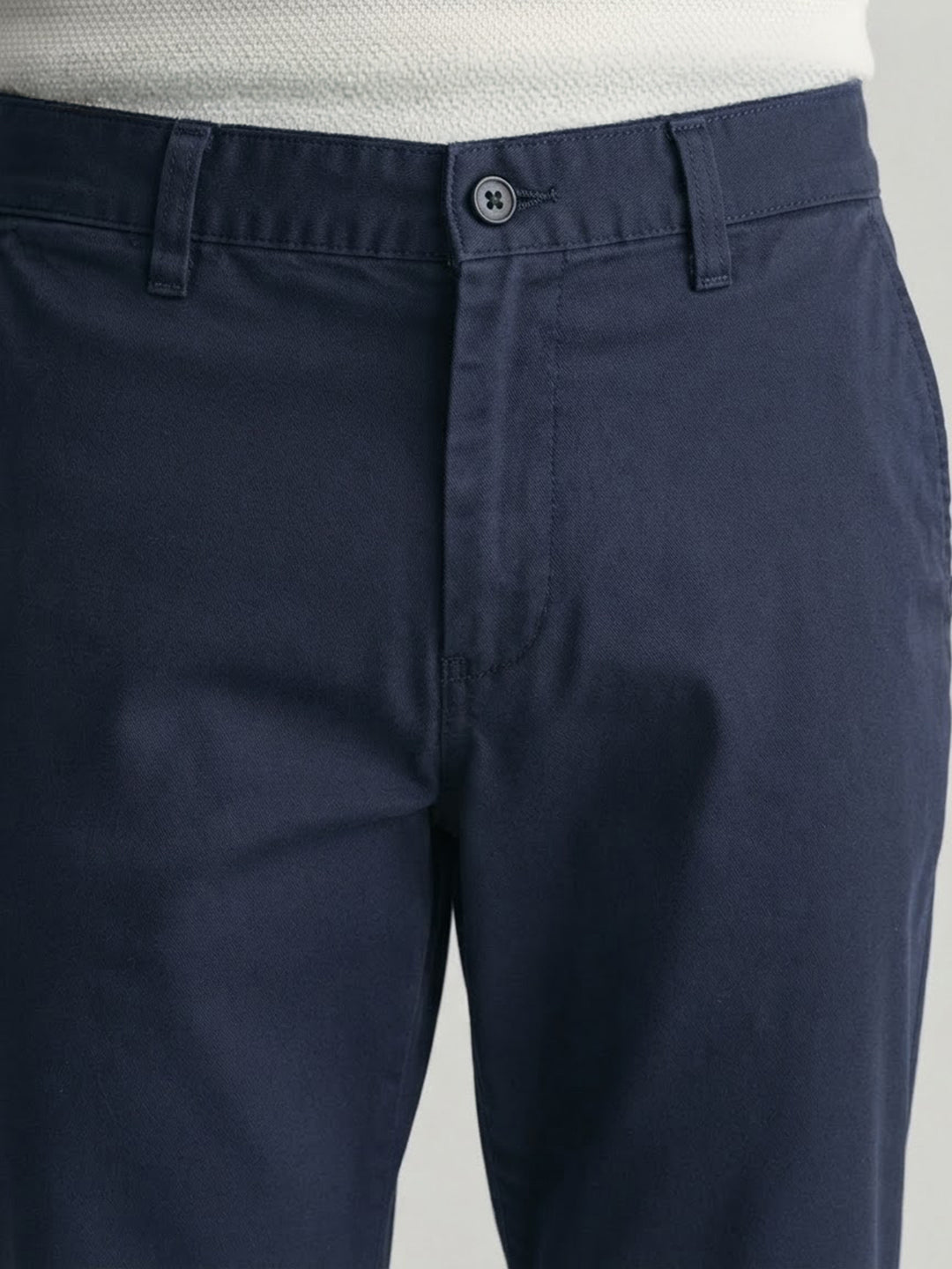 Navy Indigo Solid Casual Trousers