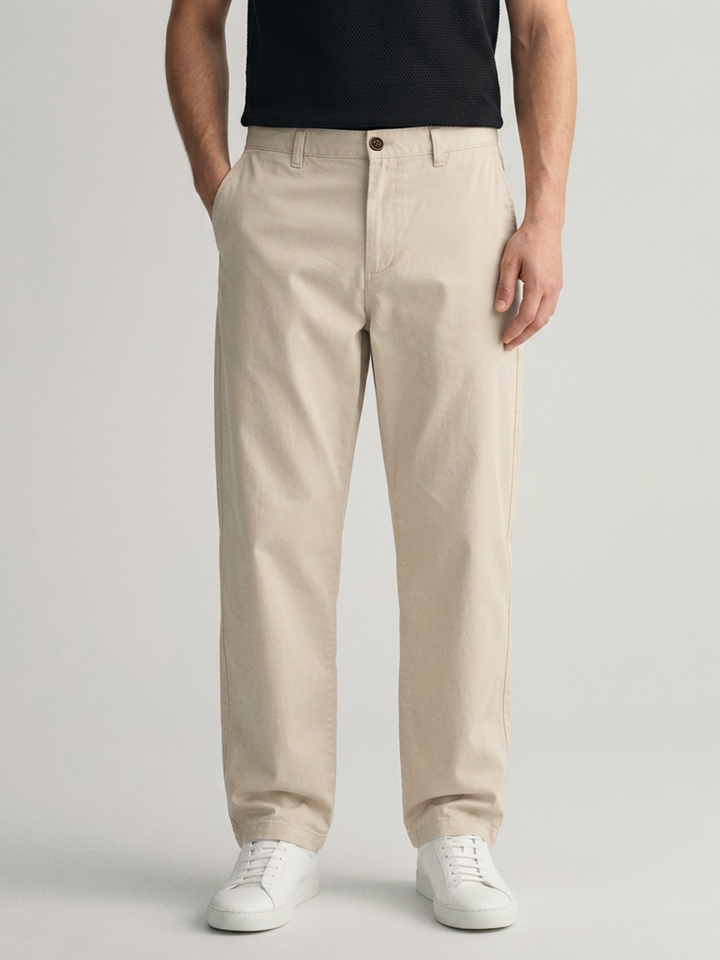 Beige Sand Solid Casual Trousers