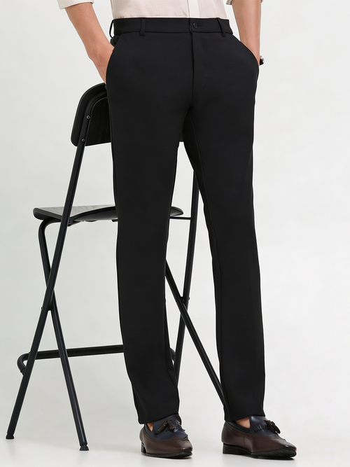 Ink Black Solid Casual Trousers