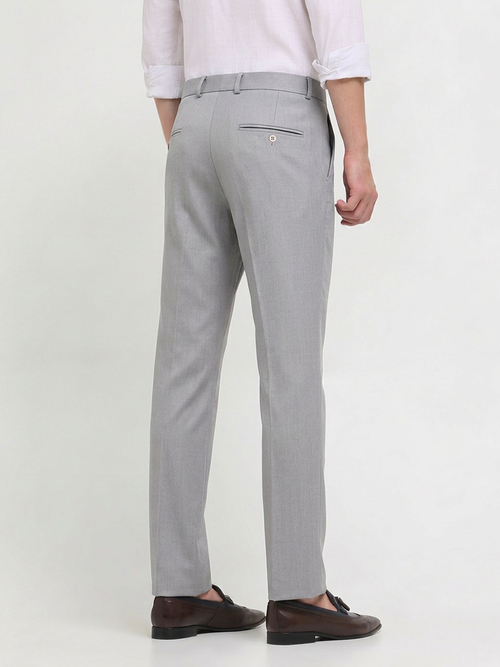 Light Grey Solid Casual Trousers