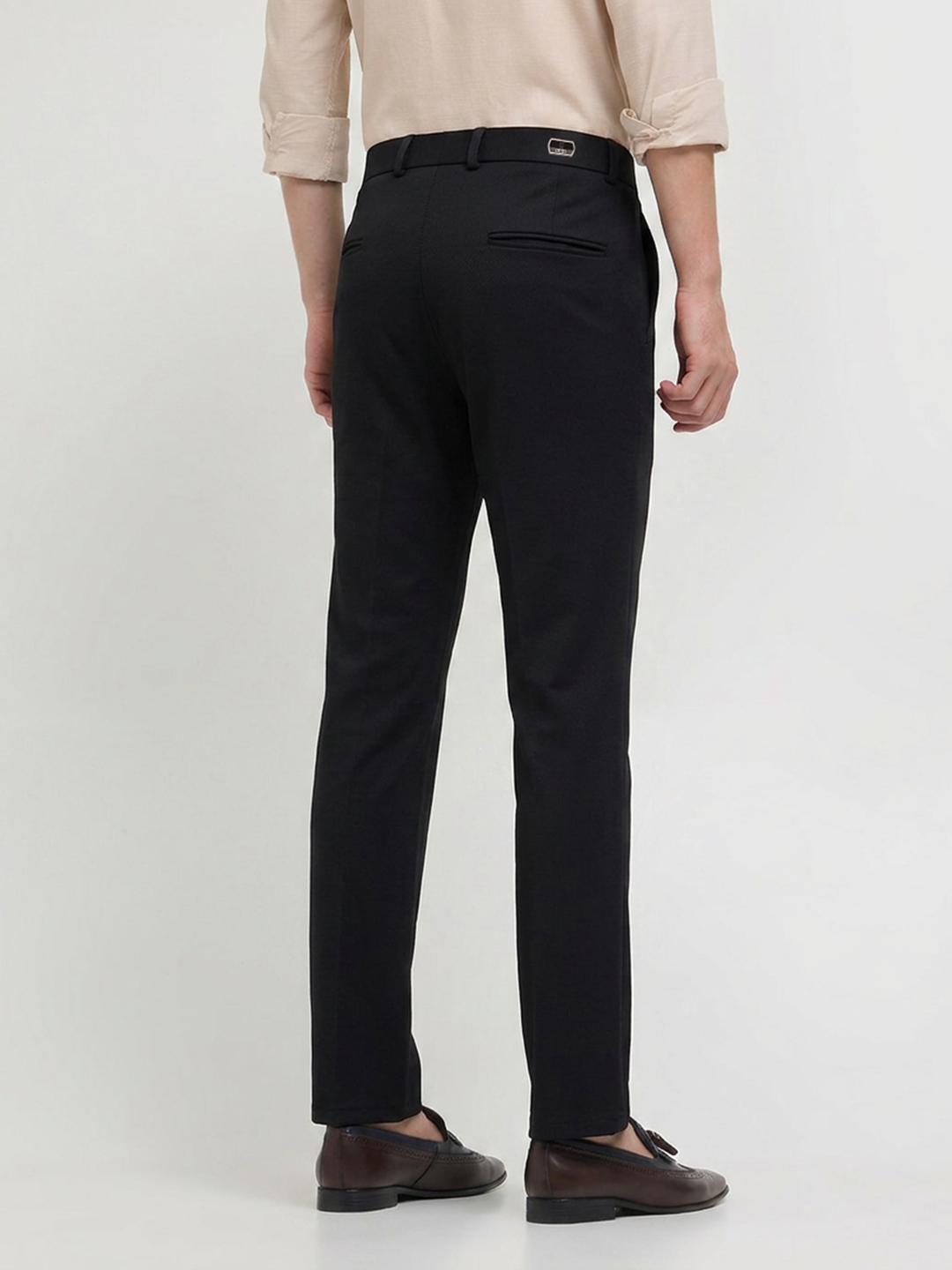 Black Solid Casual Trousers