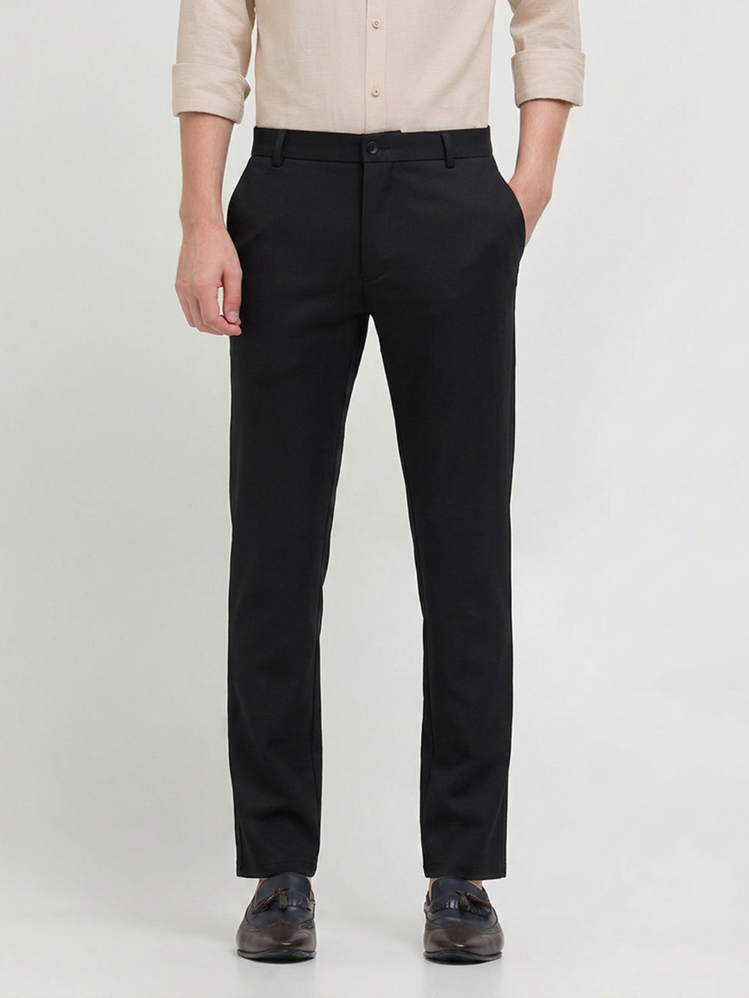 Black Solid Casual Trousers