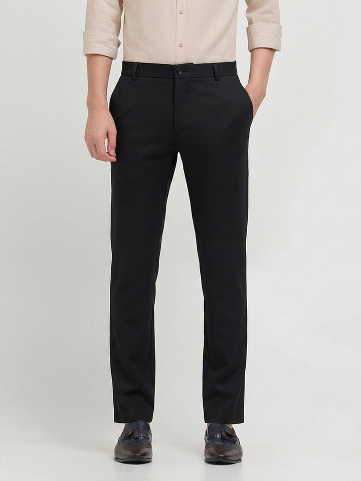 Black Solid Casual Trousers