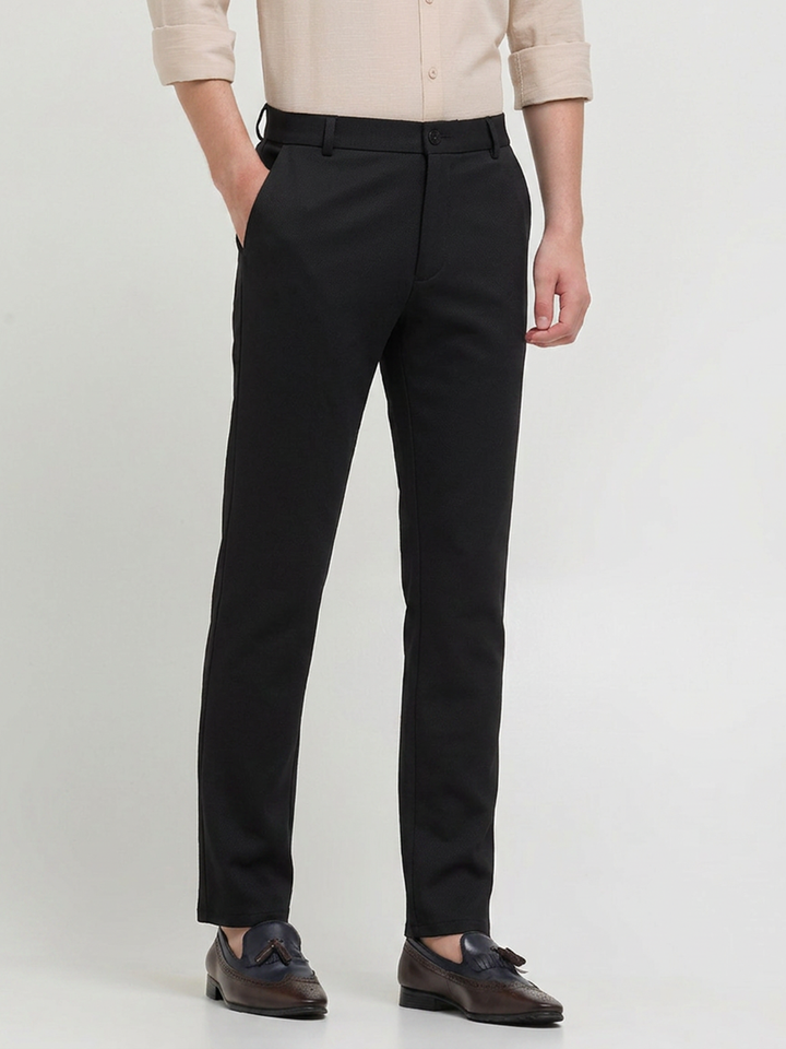 Black Solid Casual Trousers