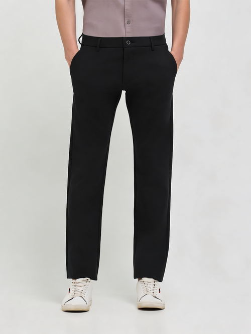 Black Solid Casual Trousers