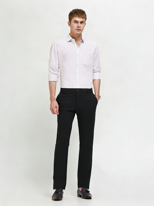 Ink Black Solid Casual Trousers