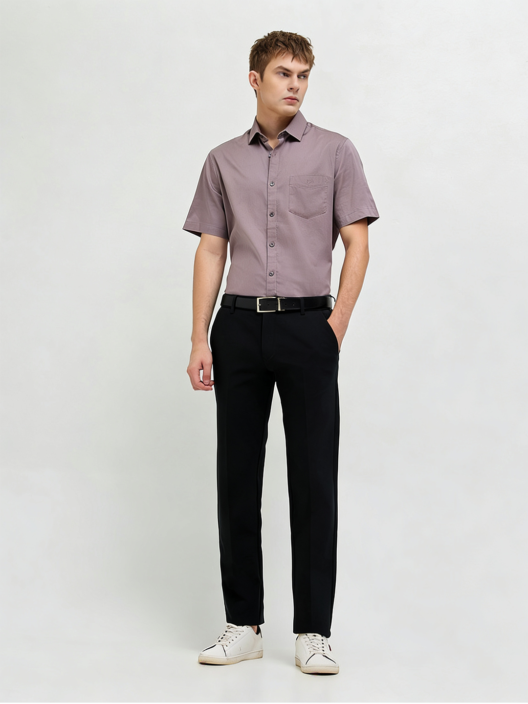 Black Solid Casual Trousers