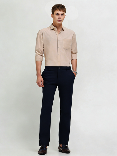 Cobalt Blue Solid Casual Trousers