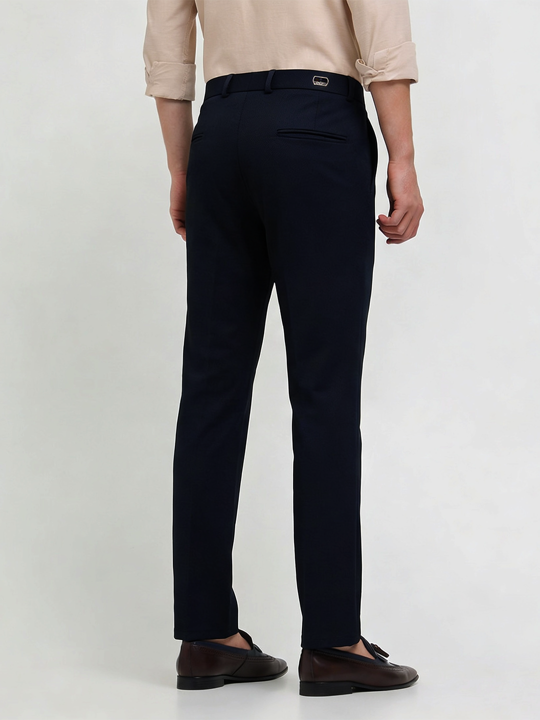 Cobalt Blue Solid Casual Trousers