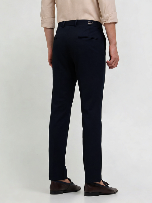 Cobalt Blue Solid Casual Trousers