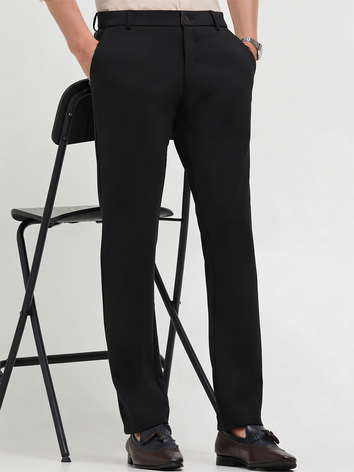 Black Solid Casual Trousers