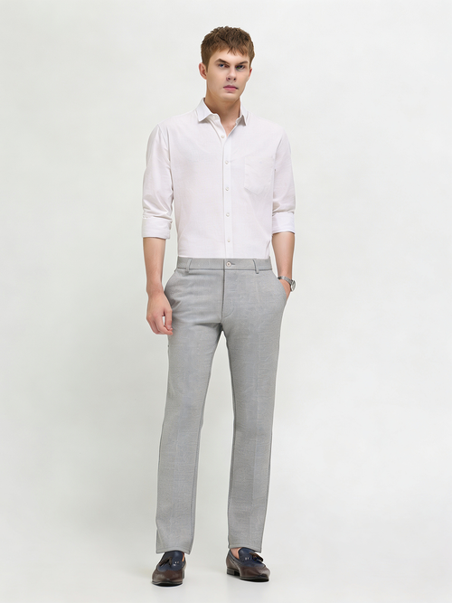Light Grey Solid Casual Trousers