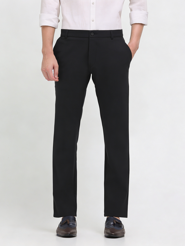 Ink Black Solid Casual Trousers