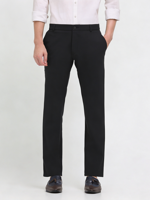 Ink Black Solid Casual Trousers