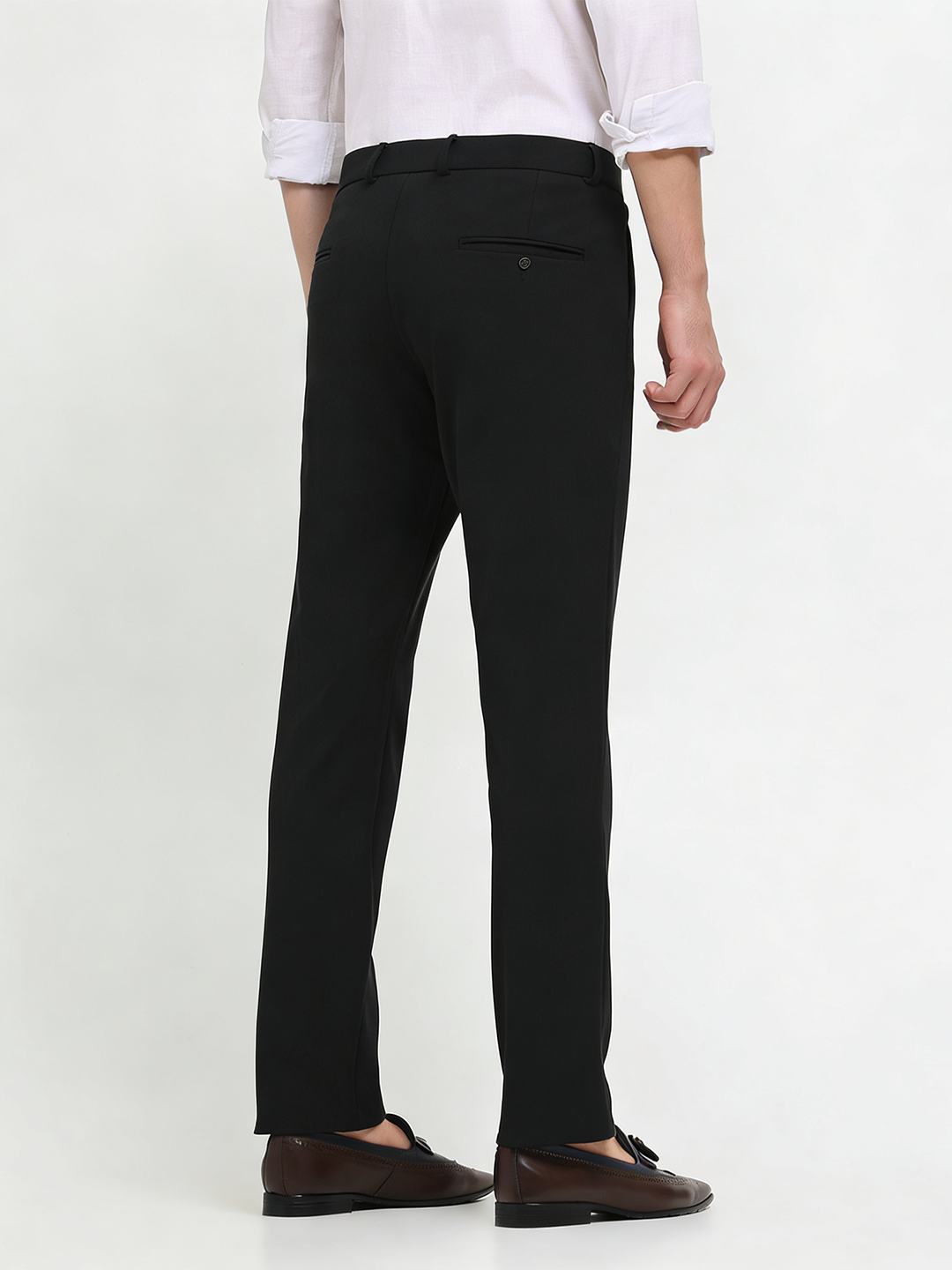 Ink Black Solid Casual Trousers