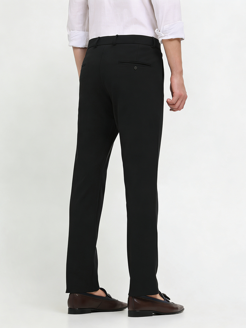 Ink Black Solid Casual Trousers