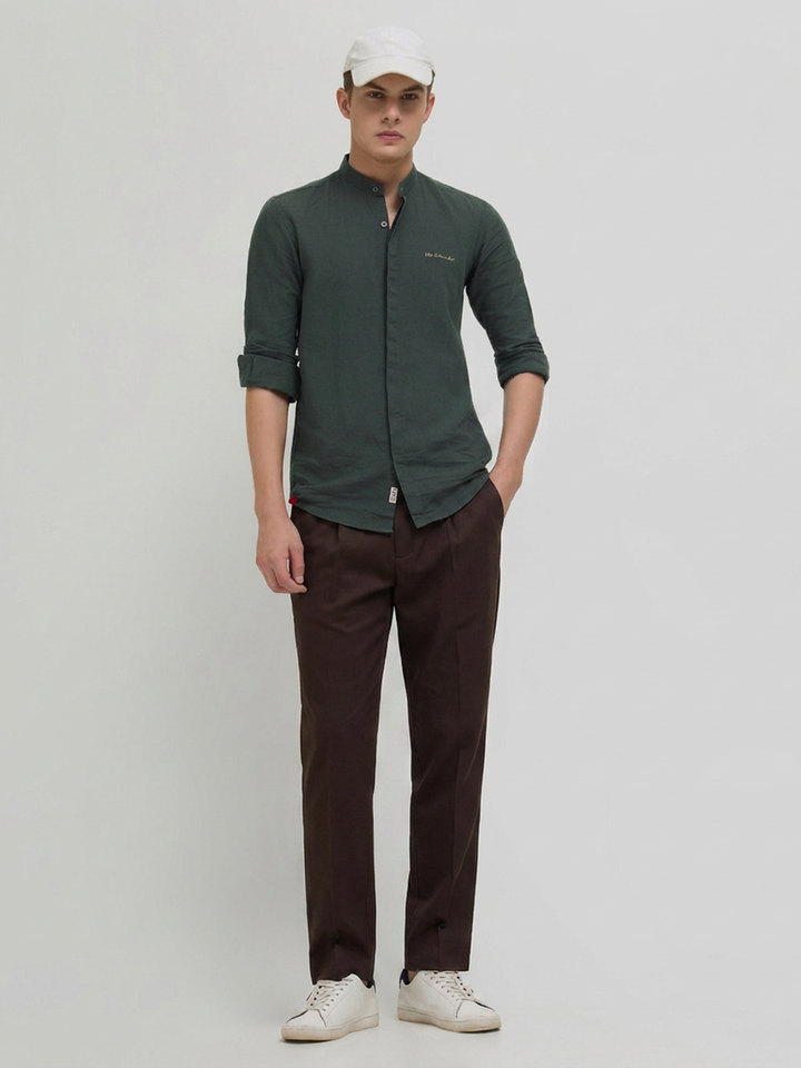 Brown Stretchable Lycra Cotton Traveler Trouser