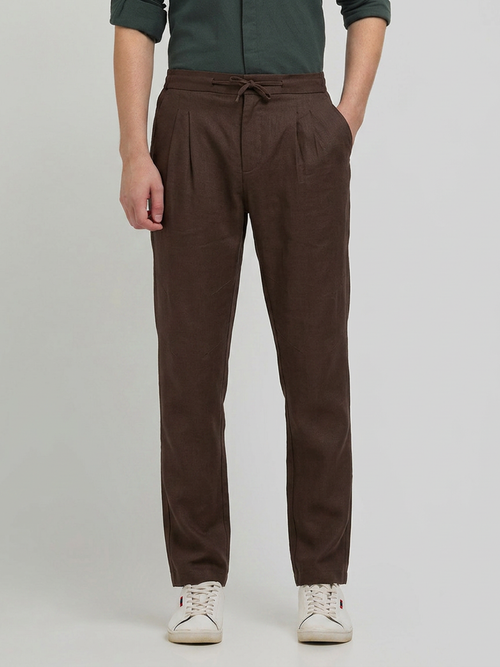 Brown Stretchable Lycra Cotton Traveler Trouser