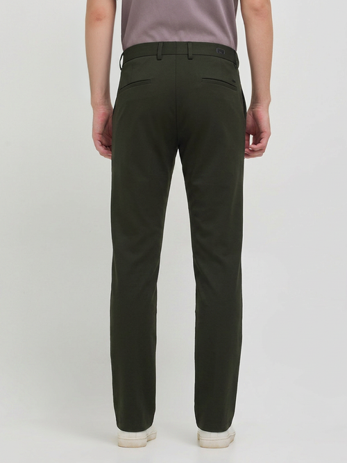Dark Olive Solid Casual Trousers