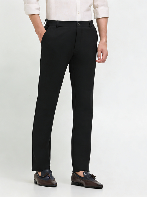Ink Black Solid Casual Trousers
