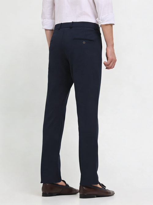 Navy Casual Solid Casual Trousers