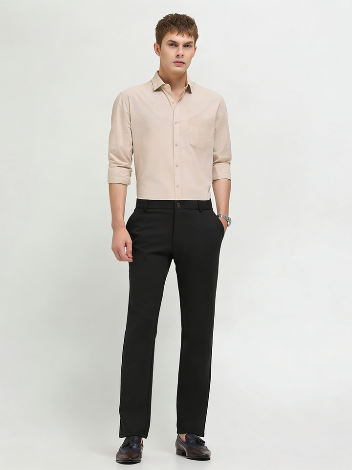 Black Solid Casual Trousers