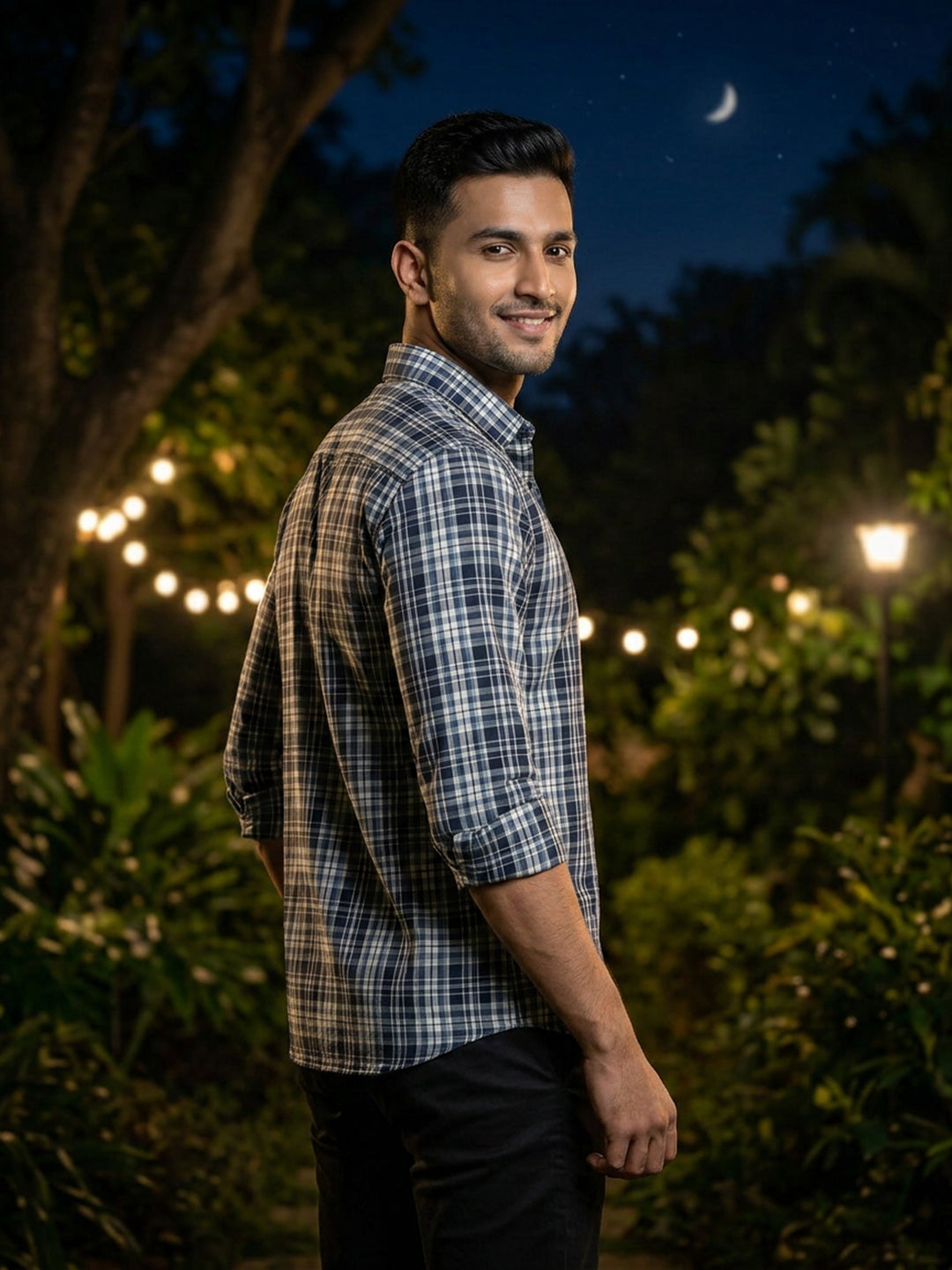 Steel Navy Checked Casual Shirt