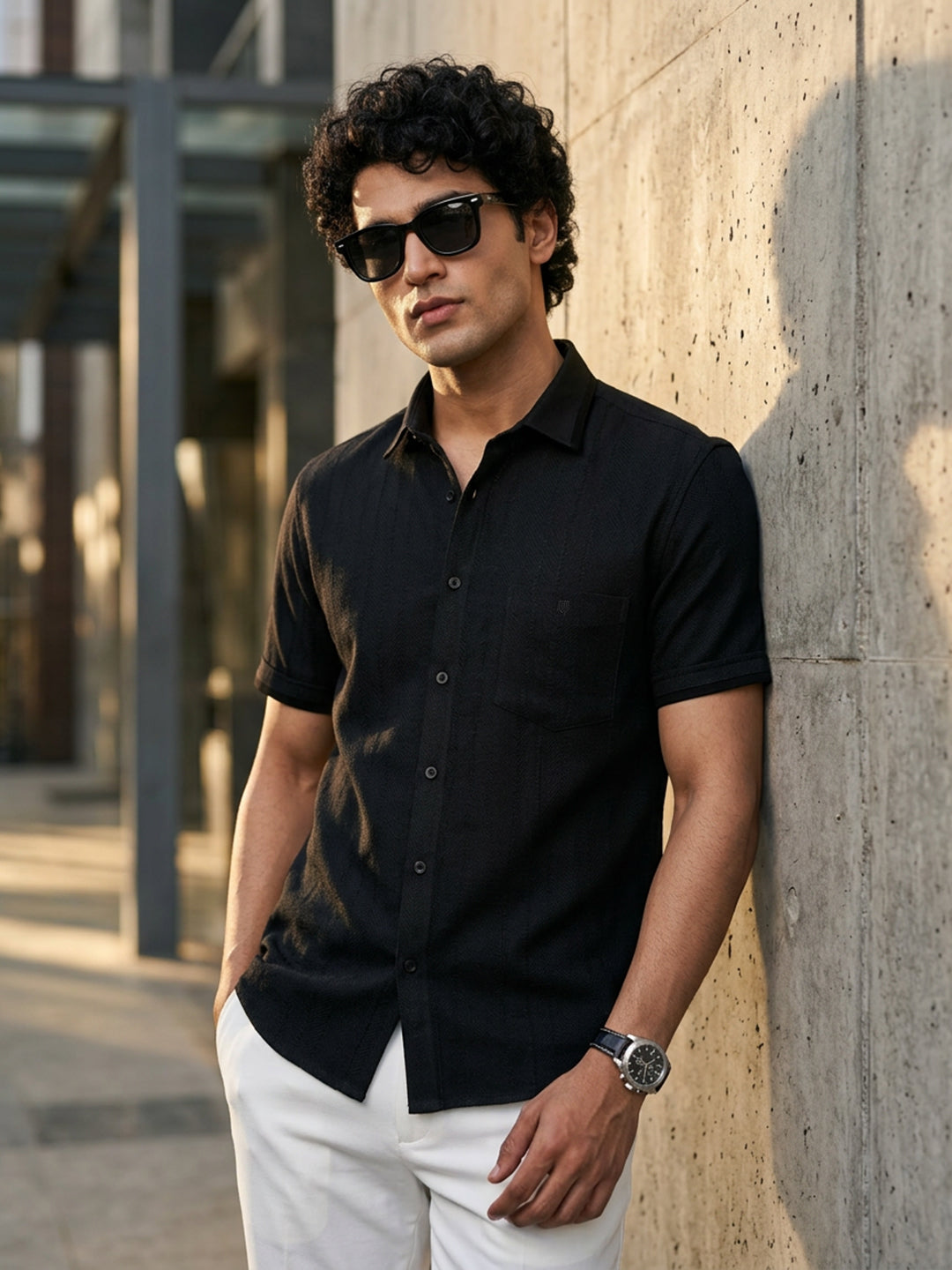 Carbon Black Stripes Casual Shirt
